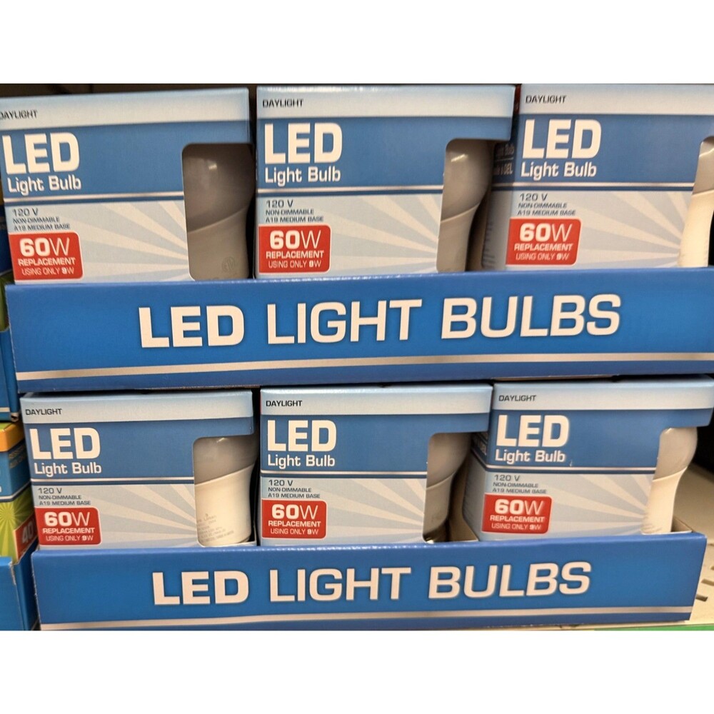 60W Light Bulb A19 Medium Base 120V Shatter Resistant Daylight (Lot of 25)